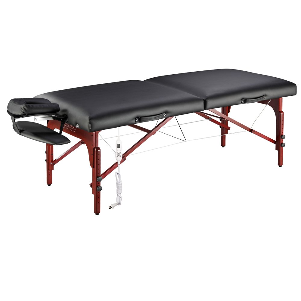 31" Montclair ThermaTopTM Master Massage Portable Massage Table with Memory Foam, Reiki Panels, & Shiatsu Cables(Black& Mahogany) Esthetician Bed- Lash Table