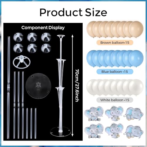 Image of 6 Sets Balloon Stand Kit for Table Elephant Baby Shower Tables Centerpiece with Balloon It's a Boy Baby Shower Decor for Elephant Theme Gender Reveal Birthday Party Decoration Supplies