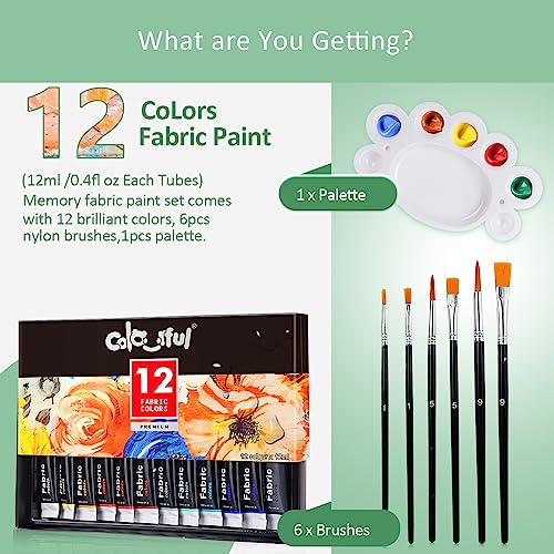 Colorful FABRIC PAINT SET For Clothes With 6 Brushes thumb #7