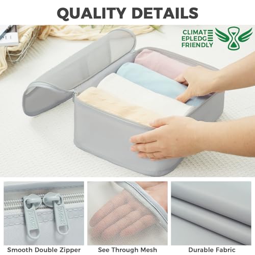Image of BAGAIL 9 Set Packing Cubes with Packing List Luggage Packing Organizers for Travel Accessories (Light Grey)