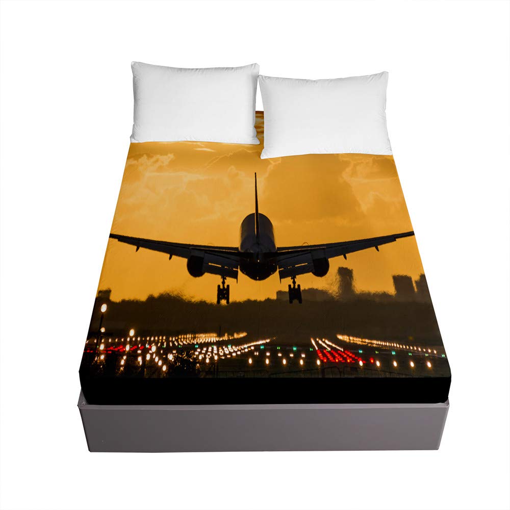 Drap housse microfibre antidérapant et infroissable motif avion 3D