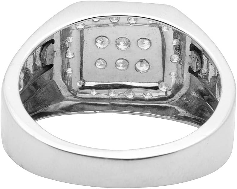 1.00 CT Round Cut Lab Created VVS1 Diamond Double Square Engagement Wedding Band Ring In 14K Two-Tone Gold Gold Over 925 Sterling Silver Gift for Men’s