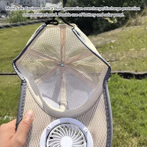 Chapeau de refroidissement avec ventilateurs solaires et charge USB réglable - 6