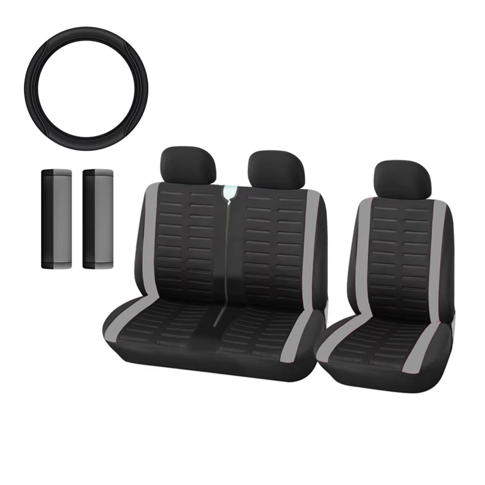 Coprisedili Auto Kit Coprisedile Coprivolante E Protezione Spalle Per Interni Auto(Grey)