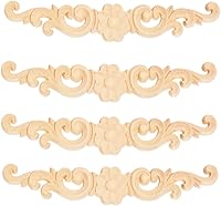 Vista 16 de MUXSAM Apliques de madera decorativos tallados, calcomanías largas de madera para decoración de muebles, tallas de roseta para puerta, gabinete