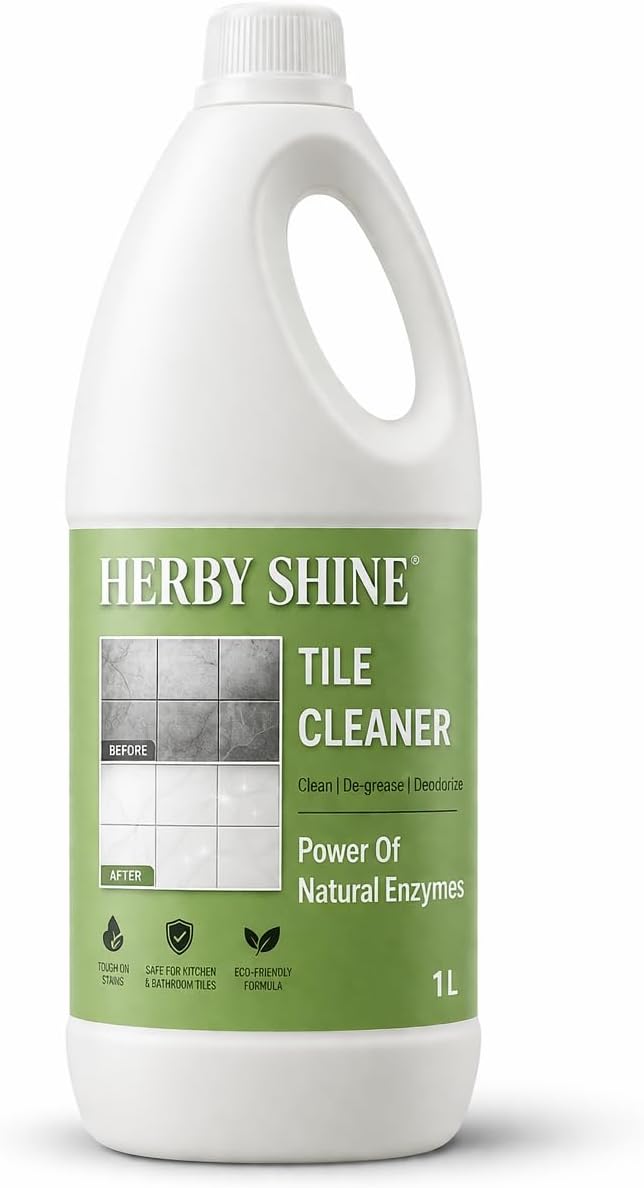 Herby Shine Tile Cleaner Liquid 1L | Bathroom & Floor Cleaner | Removes Tough Stains & Grease | Streak-Free Shine | Safe for Kitchen & Bathroom Tiles Pack 1