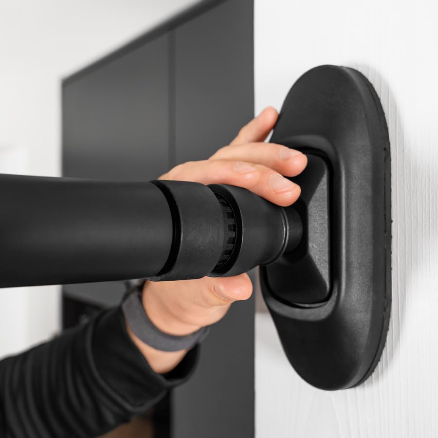 Barra de Dominadas Extensible METIS | Barra Fija para Marco de Puerta Sin Tornillos con Cierre de Seguridad | Barra de Musculación para el Tren Superior | Pull Up Bar para Pared y Puerta