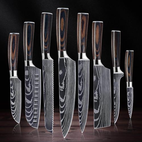 SENKEN 8-Piece Japanese Kitchen Knife Set...