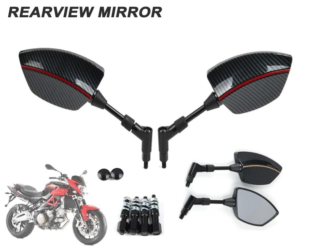 Motorrad Spiegel Rückspiegel Carbon Fiber Muster Motorrad Seite Spiegel Für Für Shiver 750 900 Für Dorsoduro 750 Für Specs 900 Spiegel Set Links & RECHTS(Rot)