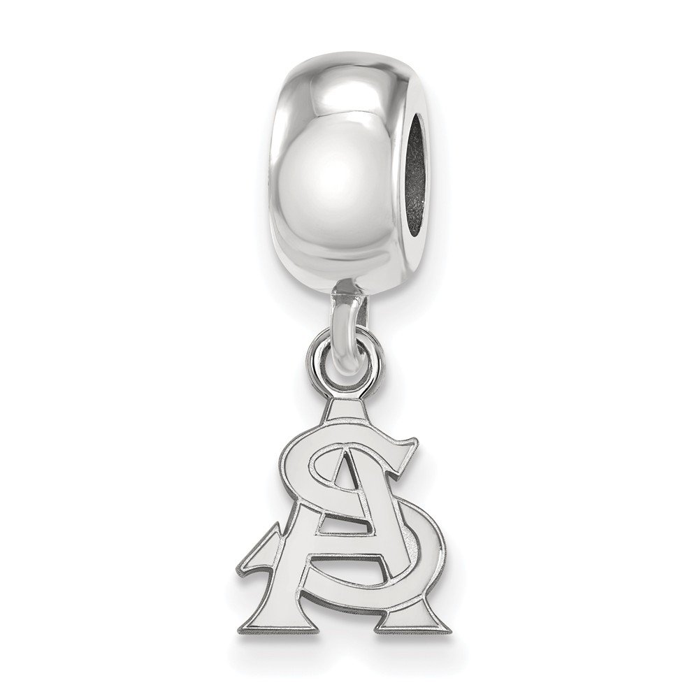 Jay Seiler Sterling S. Rhodium Plated LogoArt Arizona State University XS Dangle Bead Charm, Sterling Silver