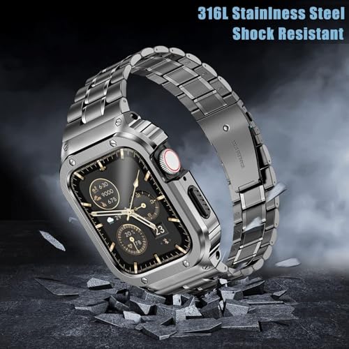 Image of MioHHR Stainless Steel Band with Case for Apple Watch Bands 41mm /40mm /38mm