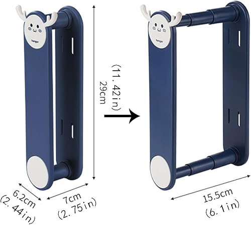 Miniatura 3 de Organizador de colgar para montar en la pared, estante de almacenamiento expandible para ropa, sin taladrar, ahorro de espacio, soporte plegable