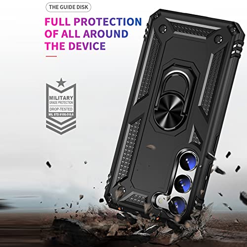Image of ShieldTech Back Cover for Samsung Galaxy S23 Plus 5G | Rugged Armor Case with Ring Stand | 360 Protection | Shockproof | Camera & Screen Guard (PC, Black)