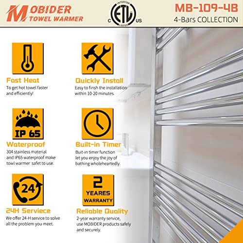 Mobider Towel Warmer For Bathroom, Heated Towel Rack With Timer, Towel Heater With Wall Mounted Plug-In Design For Drying Spa (Mb-109-4B) #TOP6