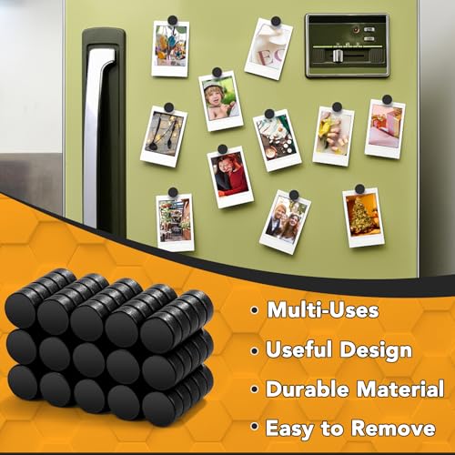 Image of TRYMAG Black Refrigerator 6x3mm Small Round Rare Earth Magnets, 70Pcs Mini Multi-Use Strong Neodymium Magnets for Refrigerator, Whiteboard, DIY, Crafts, Nail Cutter