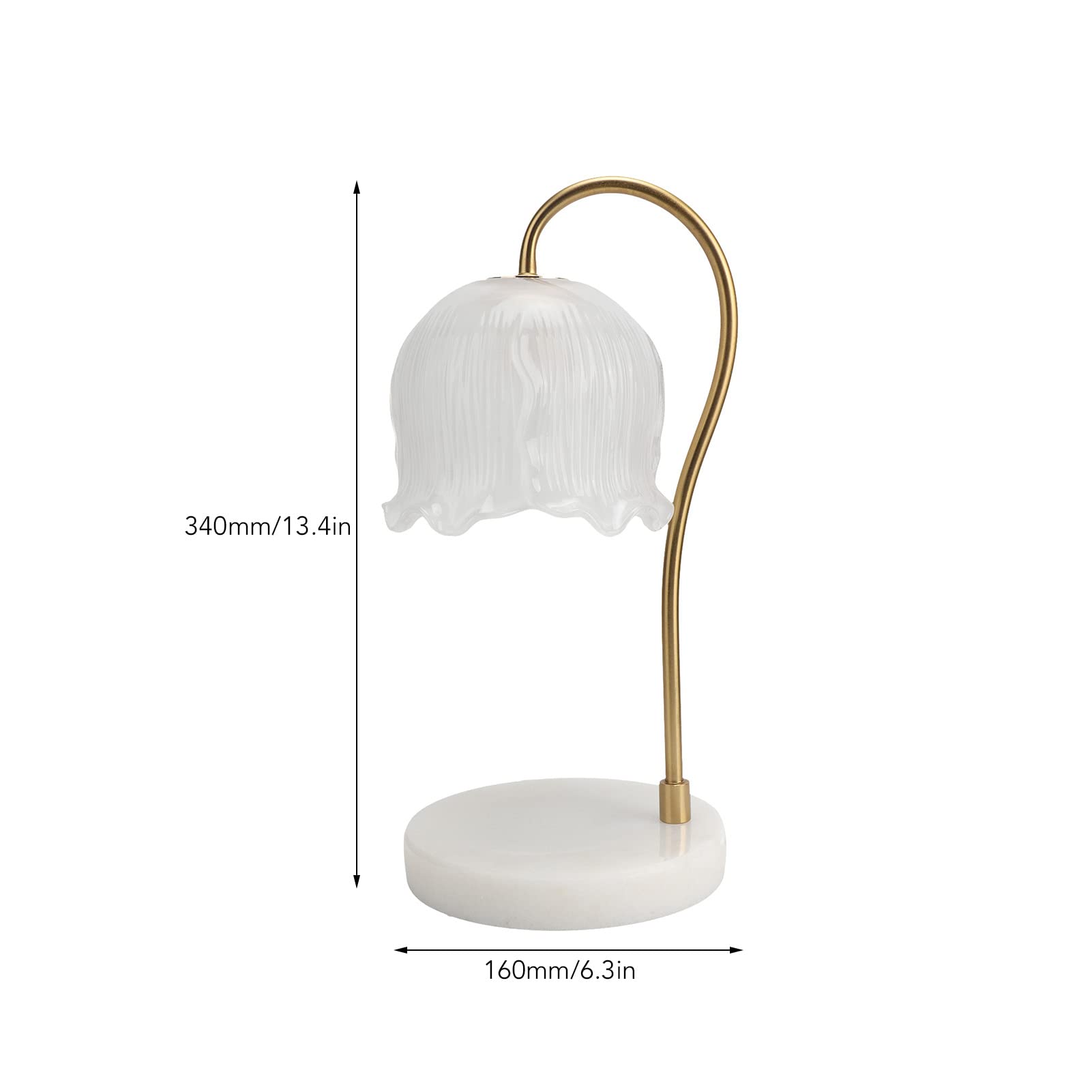 KLUFO Lampe chauffante pour Bougie, Lampe électrique à Cire Fondue en marbre et Verre, avec Source de lumière, pour la Chambre à Coucher.
