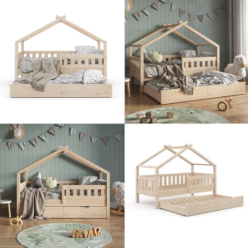 Vitalispa Letto Montessori Bambini Marrone 80X160 Cm Con Letto Per Ospiti - 8