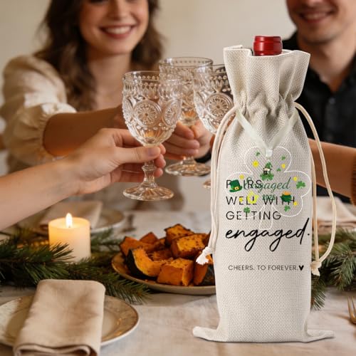 Image of St. Patrick's Day Engaged Engagement Gifts for Couples Her St. Patrick's Day Engagement Ornament Party Decorations for Engaged Couple Wine Bag Acrylic Ornament 2026