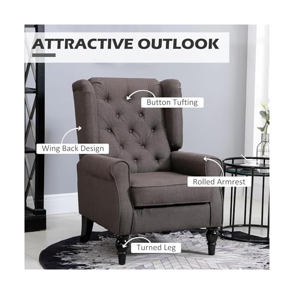   HOMCOM-Mid-Century-Modern-Accent-Chair-High-Wingback-Chair-Button-Tufted-Upholstered-Fabric-Armchair-with-Retro-Wood-Legs-for-Living-Room-Bedroom-Dark-Brown
