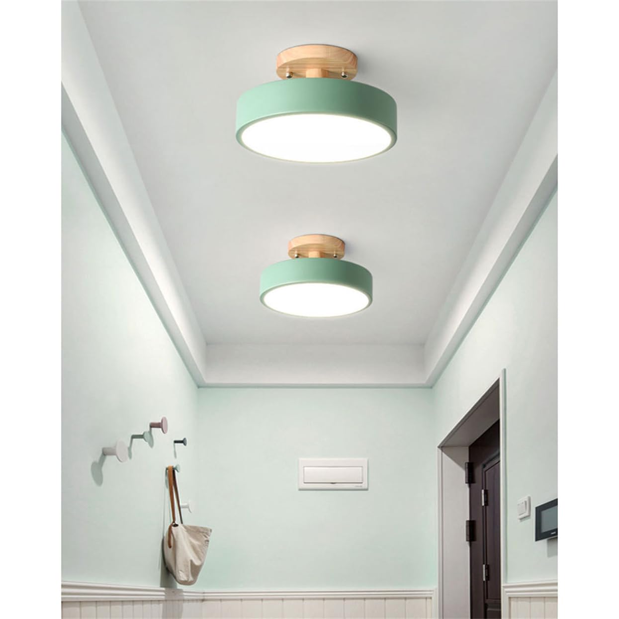 Plafoniera Semi-incasso Schoolhouse Fixture, Colore Verde, 18W