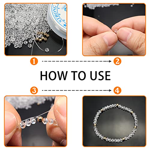 TOAOB Clear Crystal Glass Beads 4mm Faceted Round Spacer Balls for Jewellery Making - Image 4