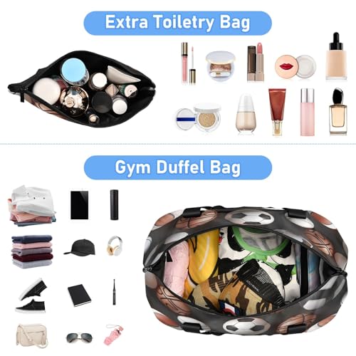 Repeating Sports Ball Travel Duffel Bag Waterproof Gym Sport Tote Bag Carry On Weekender Bag with Compartment4