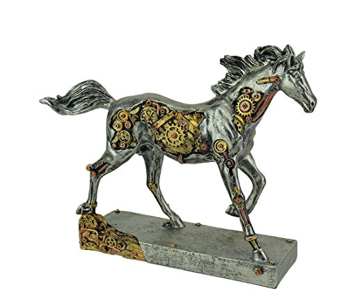Estatua de Caballo Steampunk Plateado Zeckos