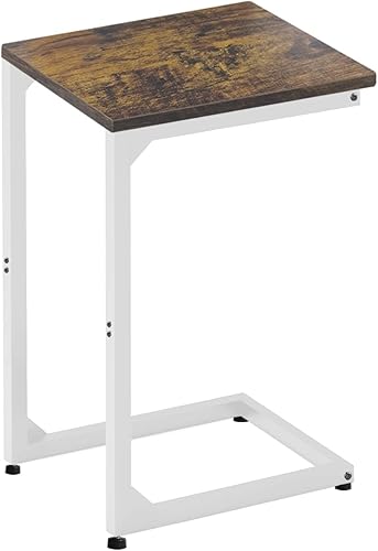 Miniatura 9 de Artigarden Mesa auxiliar en forma de C, mesas auxiliares para sofá, bandeja de TV, pequeña mesa de aperitivos con marco de metal para sala de estar,