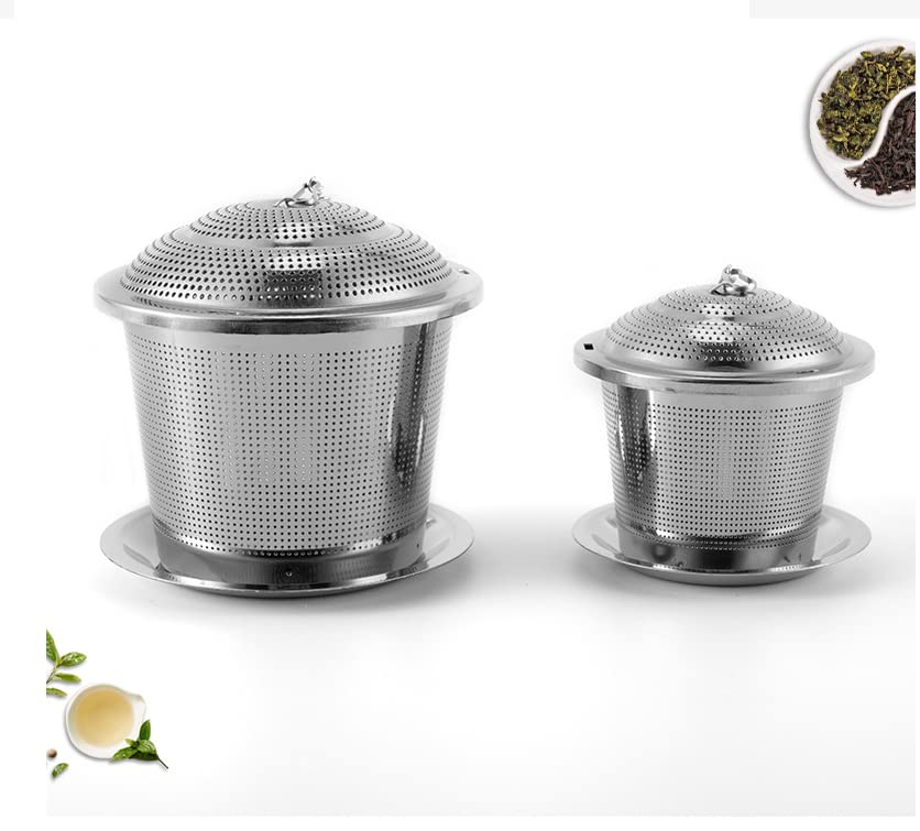 ConstefireLoose Leaf Tea Infuser (Set of 2) with Tea Scoop and Drip Dray - Ultra Fine Stainless Steel Tea Filter Strainer & Steeper for a Superior Brewing Experience