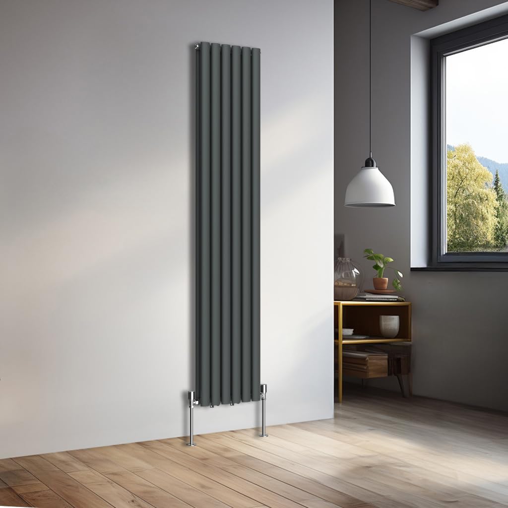 NRG 1800x354mm Vertical Oval Double Panel Heater Column Radiator Central Heating Radiators Designer Tall Radiators Anthracite