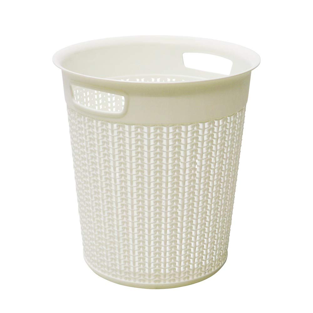 JVL Knit Design Loop Plastic Round Bin 12L, Ivory 30 x 29cm, 13-362WH