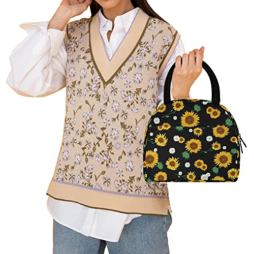 Cbbyy Sunflower Lunch Bag Women Reusable Insulated Cute Yellow Lunch Tote Bag For Adult & Student Leakproof Cooler Lunch Bags For Work Office Travel School Picnic #TOP6