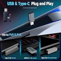 Ozeino Kabelloses Gaming-Headset für PC, PS5, PS4-2,4 GHz, verlustfreies Audio, USB & Typ-C, ultra-stabile Gaming-Kopfhörer mit 40 Stunden Akku, Gamer-Headset für Switch, Laptop, Handy, Mac (rot) – Ansicht 6