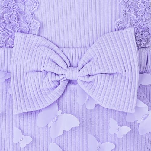 Focici Baby Girl Summer Clothes 6-9 Months Summer Cute Newborn Outfits Sleeveless Lace One Piece Romper +Headband 2Pcs Set Purple 6-9 Months thumb #5