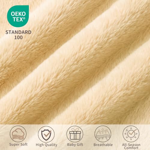 Image of Pro Goleem Fleece Baby Blanket with 2 Inch Satin Trim Soft Anti-Static Plush Blanket for Boys and Girls Christmas Baby Gifts for Babies 30''x40''，Yellow