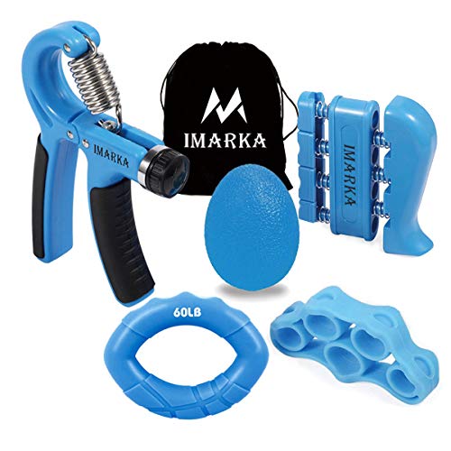 IMARKA Hand Grip Strengthener Workout Kit (5 Pack) Adjustable Resistance Hand Grip, Finger