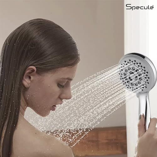 Image of ABS 5-Mode Multi-Function Hand Shower Only for Bathroom | Mist, Massage, Focus & Rain Spray Options | High-Pressure Handheld Shower | Polished Chrome Finish