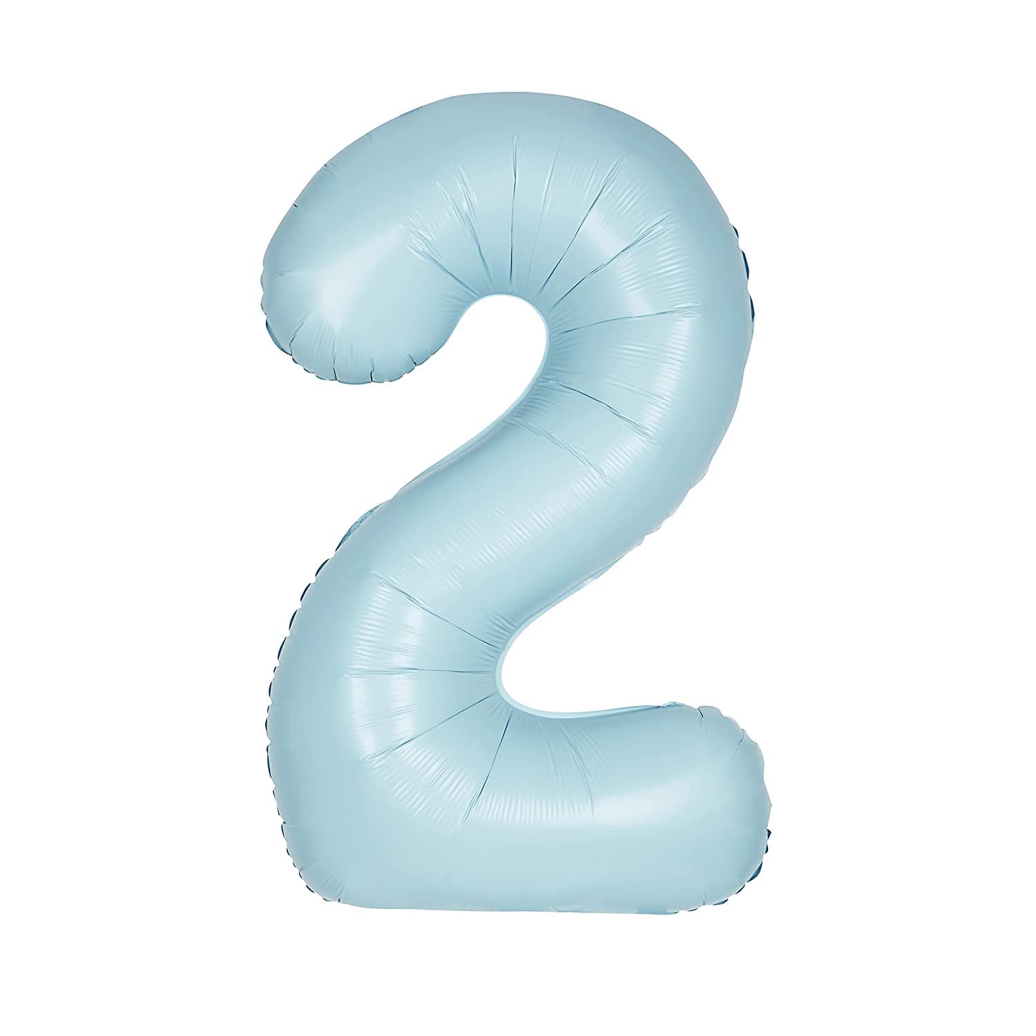 Unique Matte Blue Number 2 Foil Balloon, 34" Large Helium Balloon for Birthday, Anniversary, Kids Party, Milestone Celebration, Reusable Party Decoration Supplies