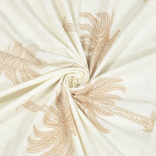 Image of Living Roots Ethnic Jaipur Block Print Double Cotton Bedsheet & 2 Pillow Covers, for Mattress Upto 6 inches Thick, No Colour Bleeding, Ivory Colour, King Size 90 * 108 inches, 120TC (608-B)