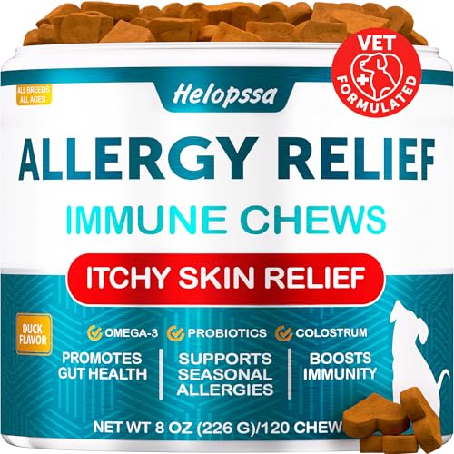 Dog Allergy Chews - Dog Allergy Relief Supplement w/Colostrum, Probiotics - Paw Licking, Itching,...