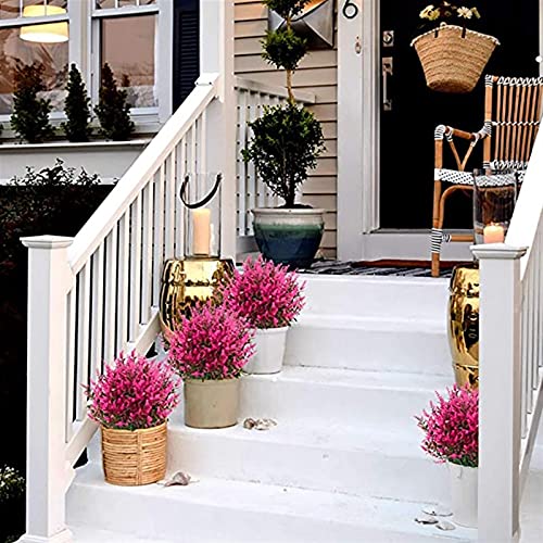 Buiten decoratieve planten 8 stks kunstmatige lavendel bloemen outdoor nep bloemen faux plastic planten tuin veranda… - Afbeelding 7