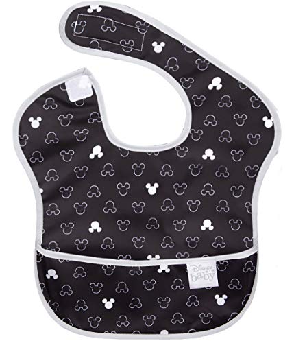 bumkins(バンキンス) ディズニーコラボビブシリーズ 油が落ちるスタイ【日本正規品】スーパービブ 柔らかくて軽量 洗濯機で洗えてすぐ乾く お食事用防水ビブ Mickey Mouse Icon B+W(ブラック) ワンサイズ BM-SDMK14