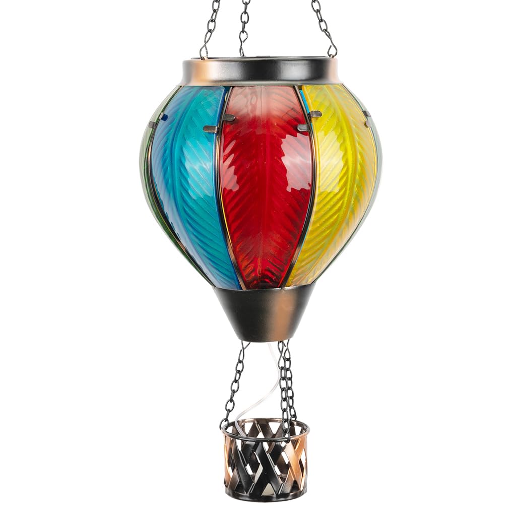 GIBMIDSERSolar Hot Air Balloon Lantern with Flame, Solar Powered Hot Air Balloon Lights Hanging Solar Lanterns Outdoor Waterproof for Garden Porch Yard Patio Pathway Decor