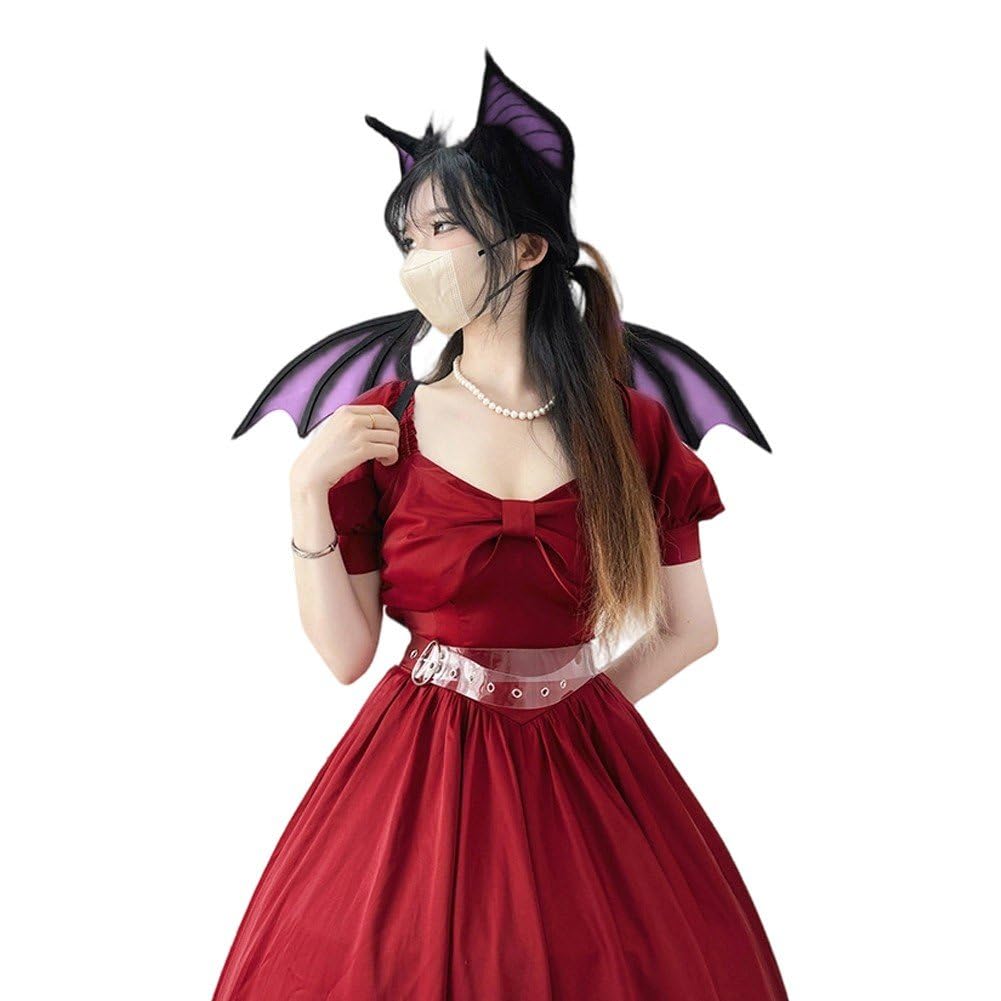 Zestaw kostiumu nietoperza z opaskami do włosów, skrzydła, ogon, zwierzę, akcesoria do cosplay, na Halloween, karnawał, fantazyjne przebranie na imprezę