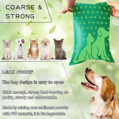 BGIUSQF 600 Pcs Hundekotbeutel (24 Rollen), Kotbeutel für Hunde + Hundekotbeutelspender, Tragbar Dog Poop Bags, Leicht zu Zerreißen, Auslaufsicher und Wasserdicht, Hundebeutel Kot, Grün