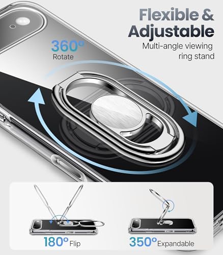 Image of SHIELDS UP for iPhone 17 Air Back Cover Case with Stand, Phone Case Clear with Double Ring Holder [Adjustable & Foldable] Shockproof Protective Cover for iPhone 17 Air - Clear