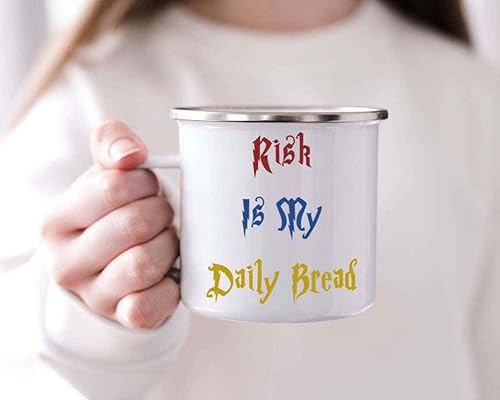 Miniatura 5 de Funny Gift Firefighter's Gift, for Job Risk Taker on Employment Anniversary - Risk Is My Daily Bread Fire Quote on 12 Oz White Stainless Steel