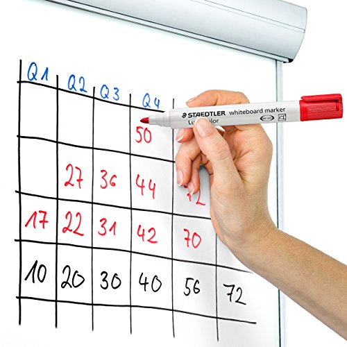 Staedtler 351 WP6 - Rotuladores para pizarra blanca Lumocolor, inodoro, secado rápido y recargable, paquete de 6 colores