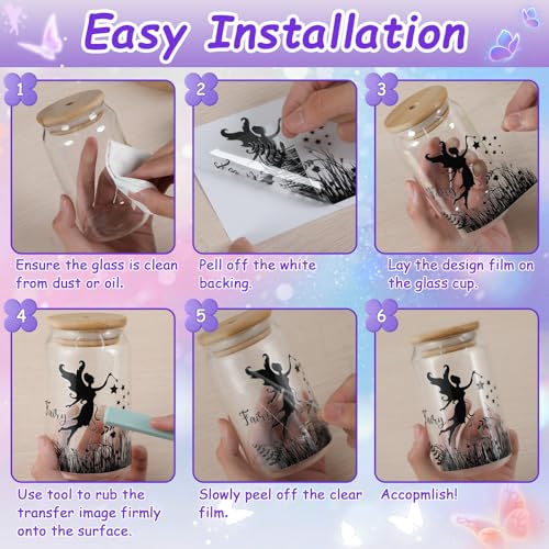 Image of 24 Pieces Fairy Silhouettes Rub on Transfer Stickers for Halloween Crafts