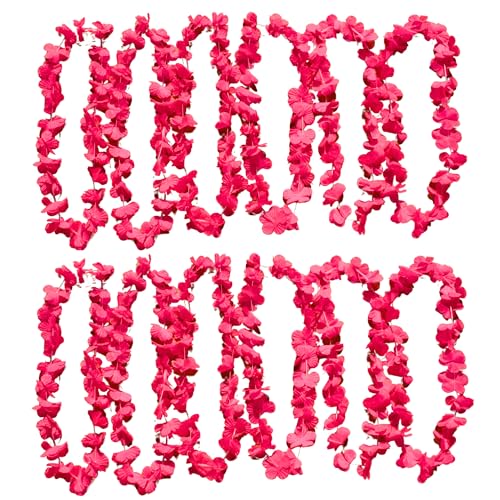 UV Floor – Collar de flores rosa neón – Calidad premium – Accesorio fluorescente – Fiesta – Disfraz – Lote de 12